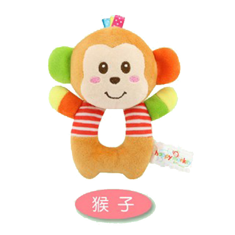 Juguete de Peluche con Sonajero en Forma de O, Estilo Animal, para Bebés, Sonajero Redondo de Mano, Entrenamiento Sensorial para Bebés y Niños Pequeños, Marca HappyMonkey