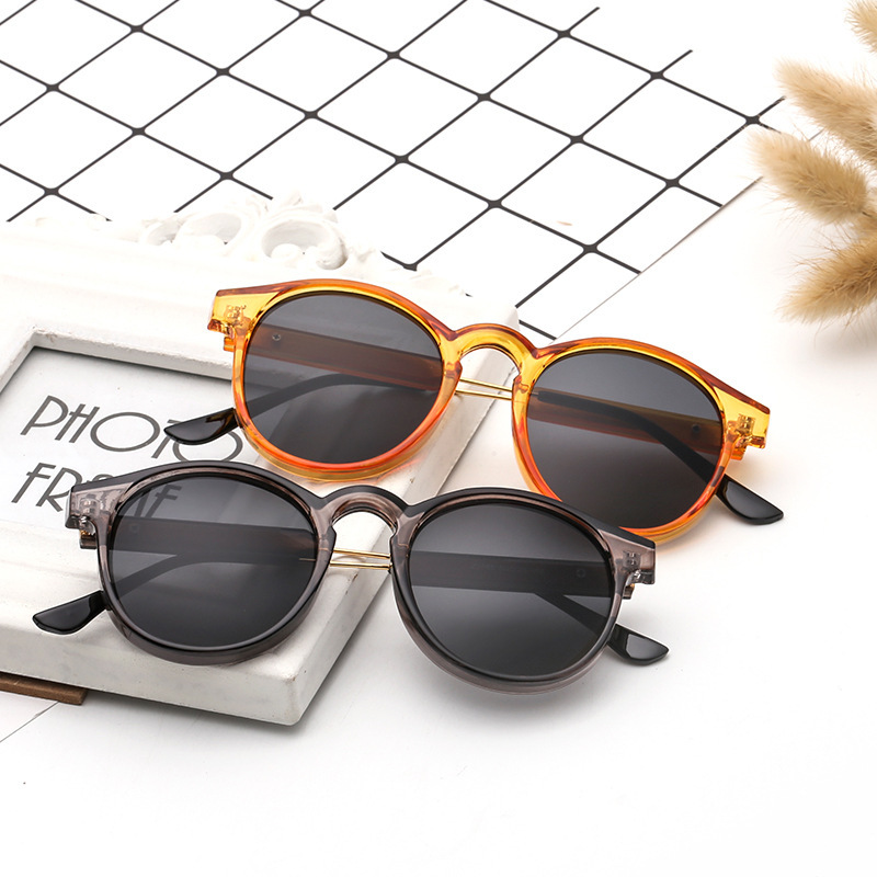 Korean style ulzzang retro holiday transparent sunglasses personalized yellow round frame Korean style face repair sunglasses for women