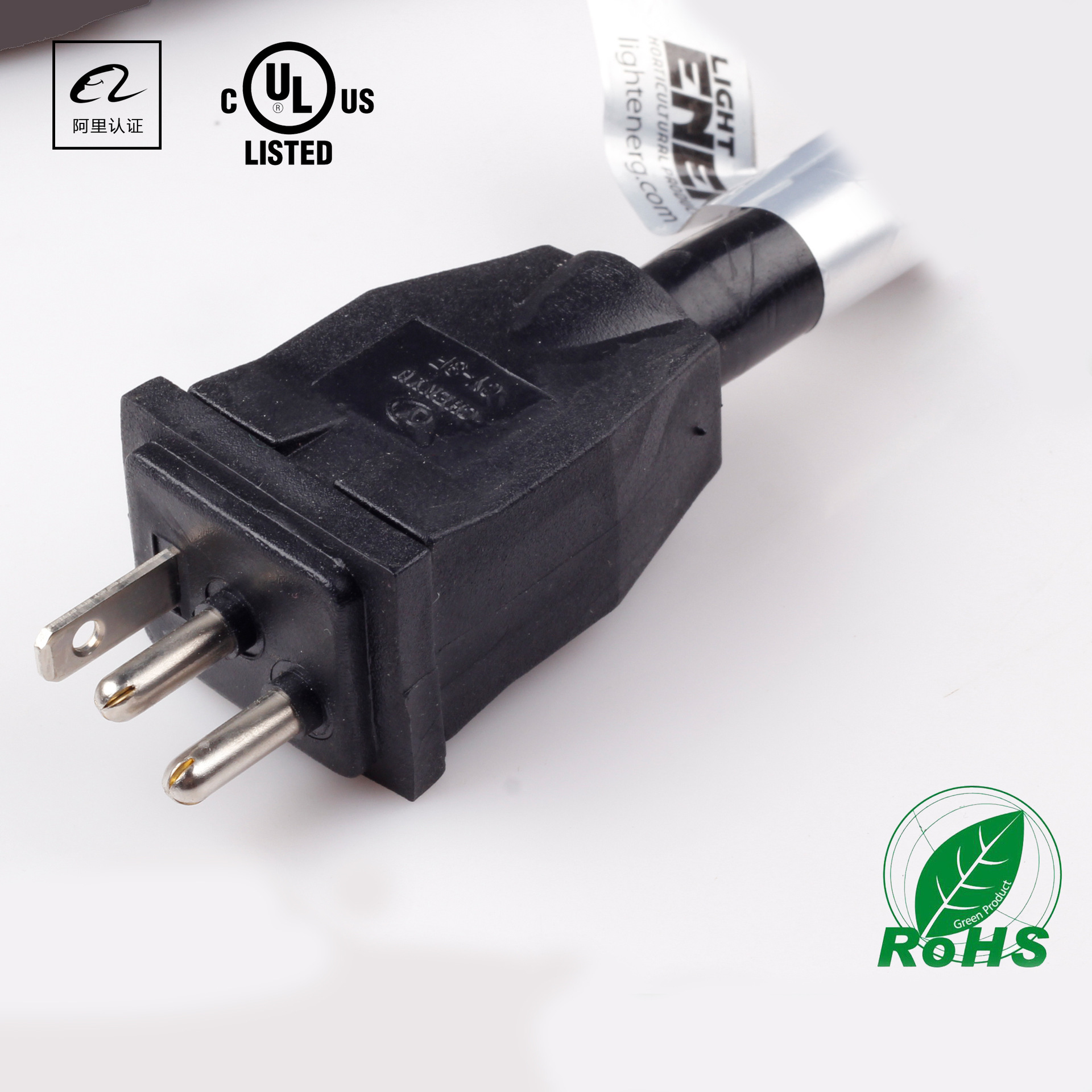 镇流器插头插座 2插针1插片 美标双滑插头 防水方形阳光插