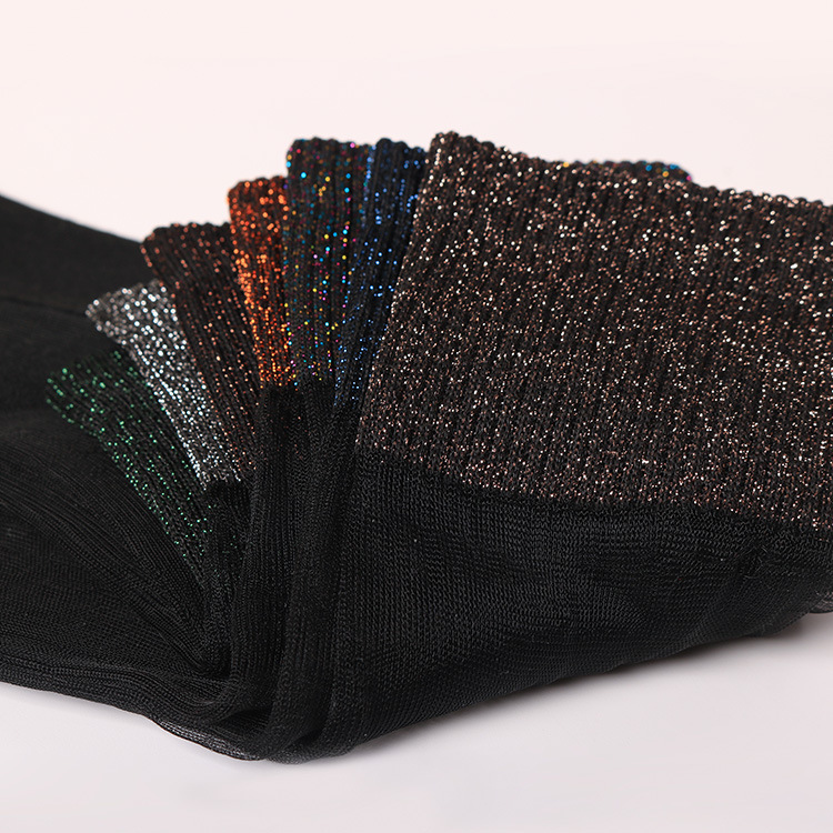 Embalaje independiente Medias de cristal Medias de la pantorrilla Primavera y otoño Nuevos calcetines de cebolla plateados para mujer Calcetines de seda con fondo de algodón Calcetines de mujer transparentes al por mayor