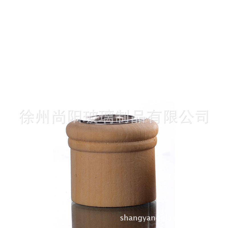 Enchufe universal botella de aromaterapia de vidrio cubierta de madera tapón de bola de vidrio tapón de polímero botella de aromaterapia creativa tapón interno en stock al por mayor