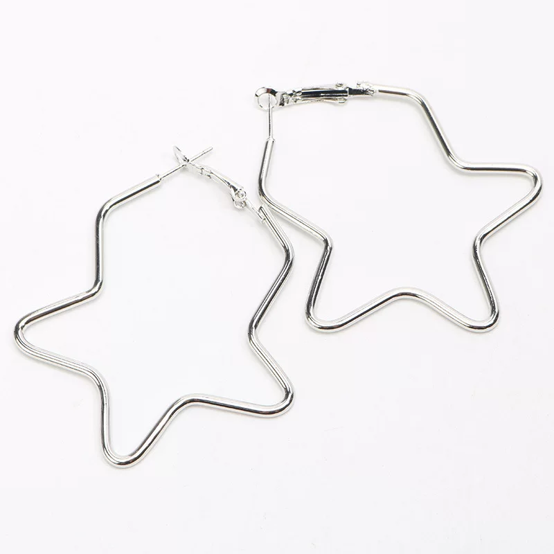 Exaggerated Love-Shaped Hoop Earrings, Metal Large 50 mm, 6 Styles, Lightweight 11 g