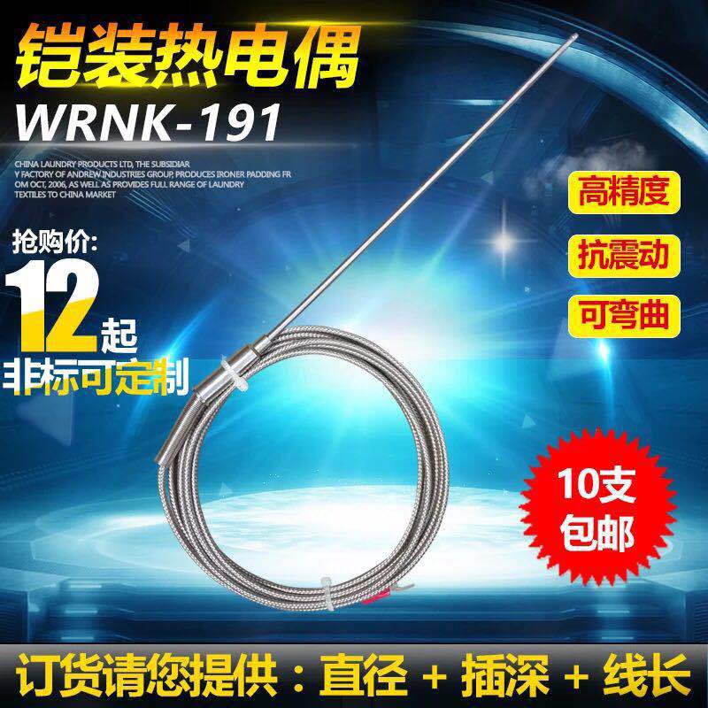 腾龙牌热电偶 K型铠装热电偶温度传感器 不锈钢WRNK-191热电偶