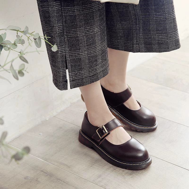 2021 Новая Винтажная женская обувь Мэри Джейн в японском стиле Повседневная обувь милая кукольная кожаная обувь на плоской подошве с пряжкой