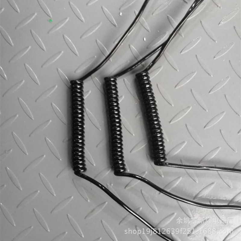 厂家批发纯铜 弹簧电源线 伸缩弹弓线 弹力线带插头 螺旋电缆弹簧