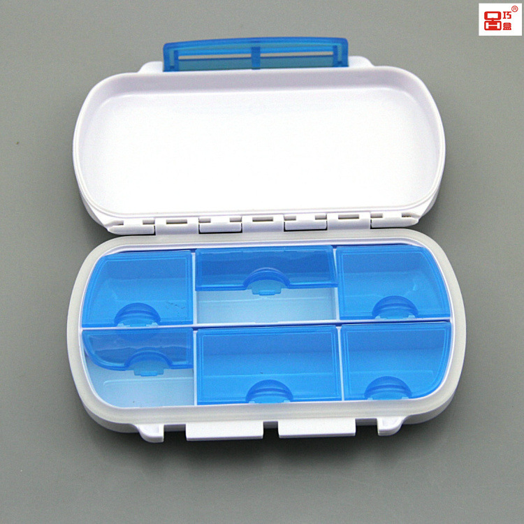 新款6格药盒带硅胶密封条防潮药可以LOGO