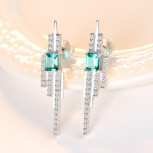 PAG&MAGSpecial Earrings S925 Silver Earrings Emerald Gemstone Earrings Korean Cool Style High-end Jewelry