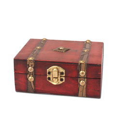 Cross-border direct supply vintage retro box imitation ancient wooden storage box with double straps wholesale small wooden box