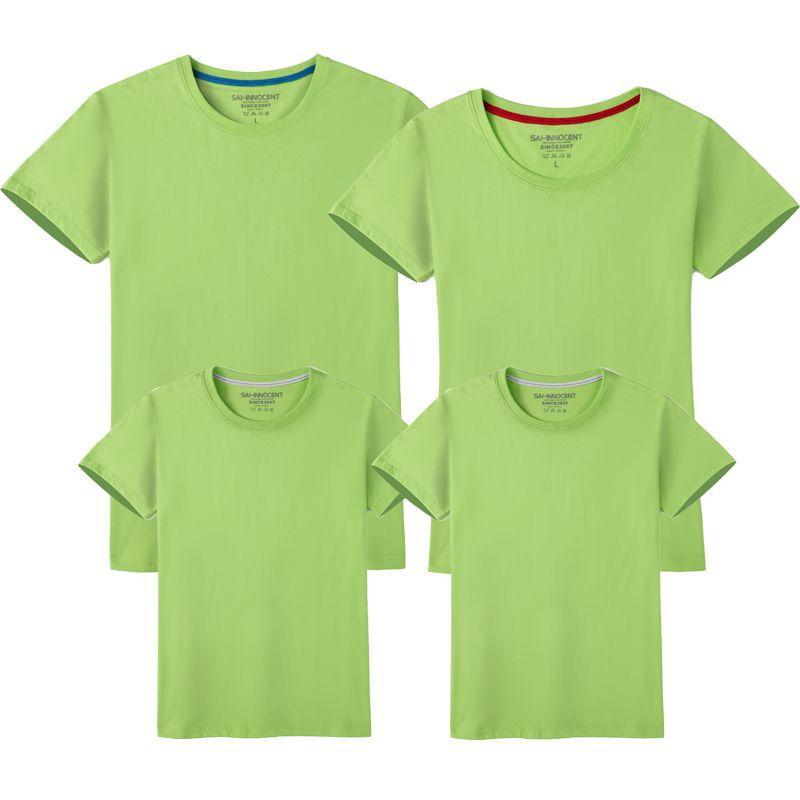 En stock venta al por mayor estilo coreano verano nueva pareja padre-hijo ropa niños Camiseta de manga corta color sólido blanco en blanco generación grupo ropa