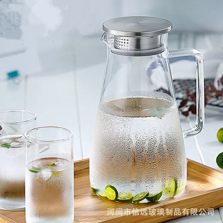 高硼硅玻璃冷水壶 耐热玻璃凉水壶大容量果汁壶防爆加厚厂家直销