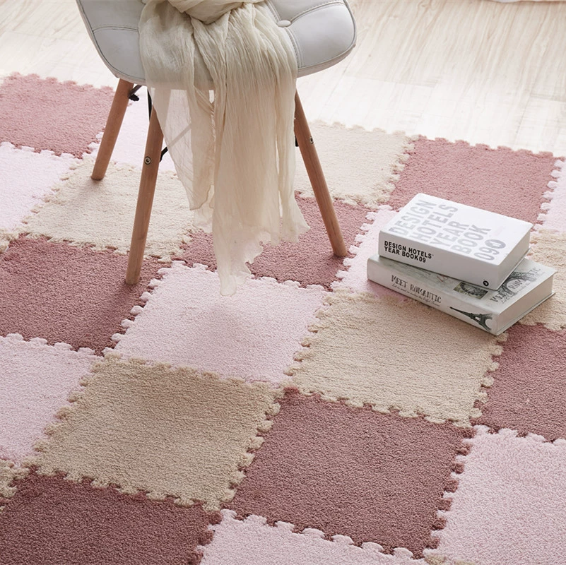 Foam Puzzle Carpet Mat, 30×30 cm Interlocking Velvet Tiles for Bedroom, Soft Crawling Pad