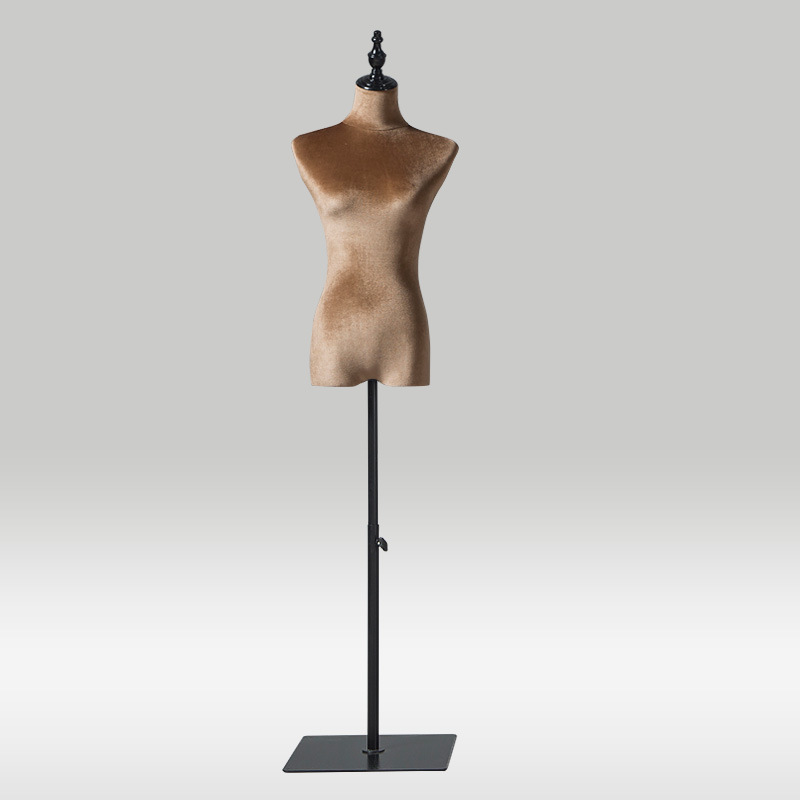 Modelo de busto accesorios femeninos de terciopelo dorado de color modelo de ventana de exhibición modelo de ropa de boda base de hierro image 16