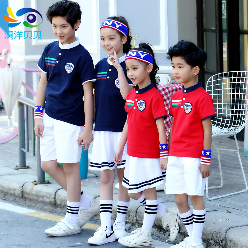 小學生校服夏裝新款童裝幼兒園園服團體服班服運動套裝潮一件代發