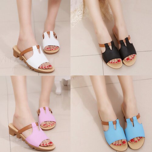 Korean-style fashionable women's shoes wedge sandals, women's summer comfortable thick-soled high-heeled one-piece sandals with rubber soft soles