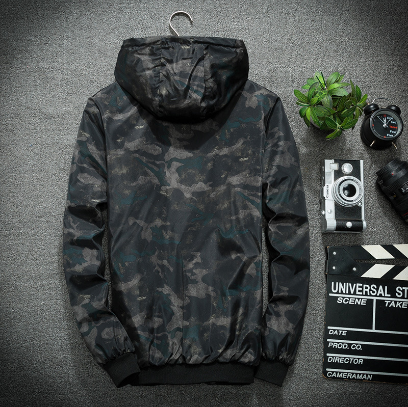 6683 new spring coat men's camouflage Korean style youth hooded casual jacket trendy men's spring and autumn clothing