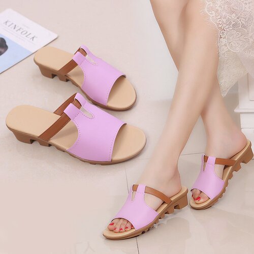Korean-style fashionable women's shoes wedge sandals, women's summer comfortable thick-soled high-heeled one-piece sandals with rubber soft soles