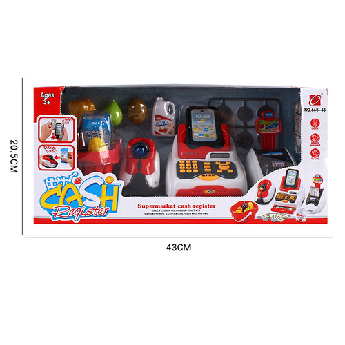 Cross-border toy play house, simulated cash register, supermarket shopping card machine, QR code scanner for children