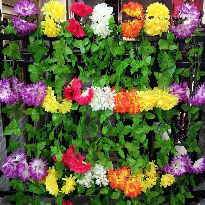 清明祭祀花藤菊花花链墓碑花串扫墓假花藤菊花藤花串仿真菊花花链