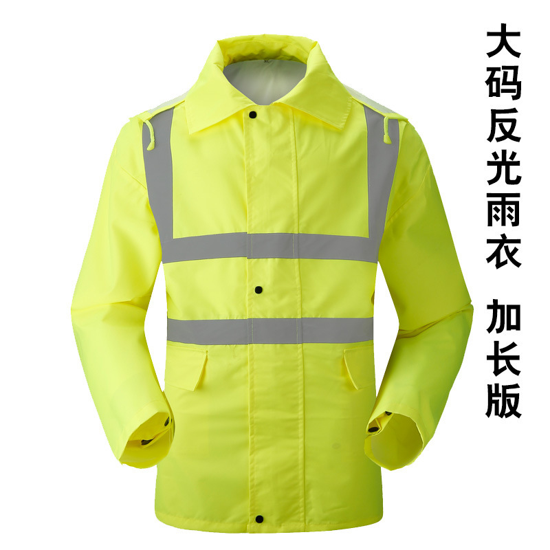 Road Motorcycle Riding Jacket Traffic Sanitation Work Clothes Waterproof Safety Clothes Removable Cap Reflective Raincoat