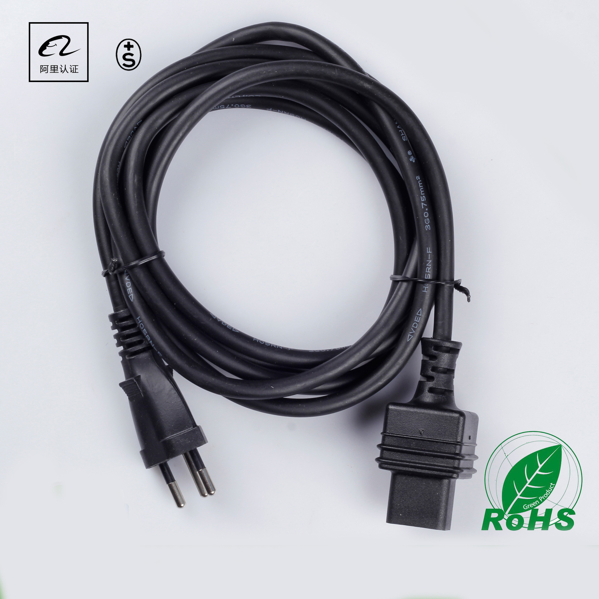 SEV  SN 441011认证 带电脑管瑞士电源线 10A三芯瑞士插头