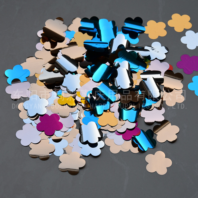 3cm梅花形状PET膜彩色亮片礼宾花填充辅料婚礼庆典喜庆用品批发