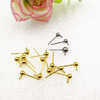 316L stainless steel gold -plated ear needle round beader welding bead welding ring ear needle DIY earrings