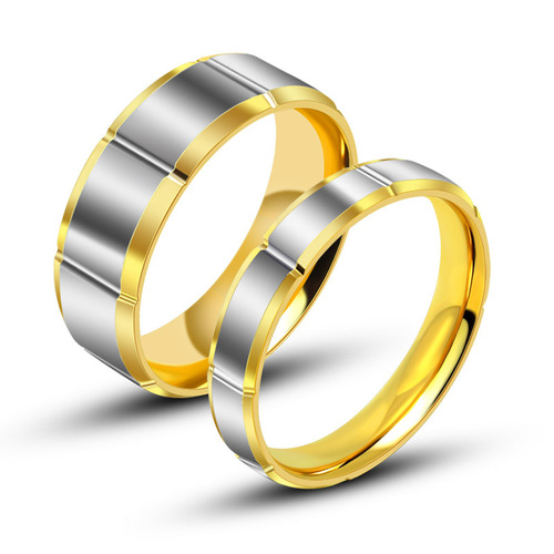 Factory price mixed batch Japanese and Korean version ring personalized gold simple titanium steel male and female couple ring SA539