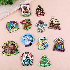 High-end handmade edge-burning eco-friendly material embroidered clothing and bag patches with cute cartoon Christmas patterns