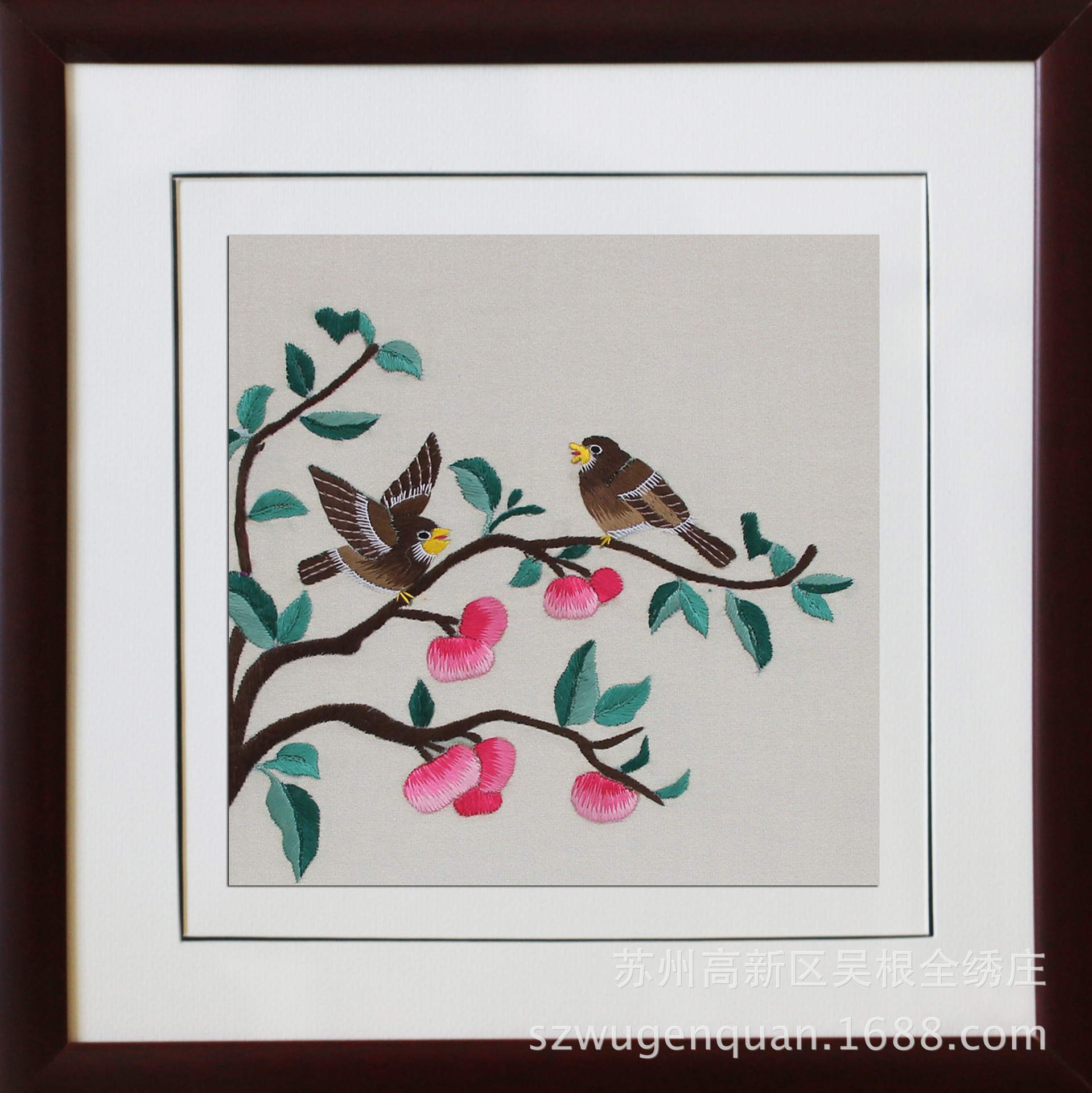 客厅书房卧室装饰画带框手工刺绣挂画飞禽走兽苏绣成品挂画礼品