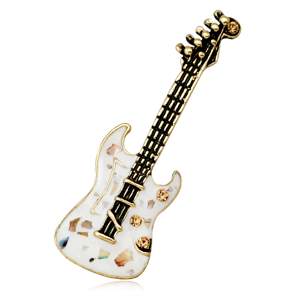 Fashion British style retro unisex guitar brooch Joker musical instrument color shell corsage spot batch