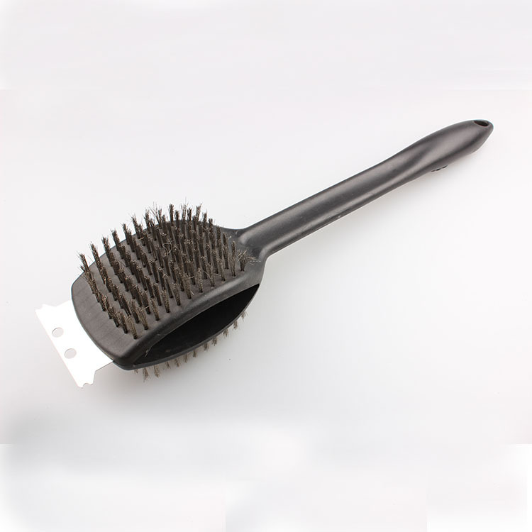 Directo de fábrica BARBACOA de doble cara de alambre de acero cepillo de limpieza mango largo Parrilla de barbacoa cepillo de limpieza Parrilla de barbacoa parrilla cepillo de acero