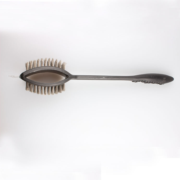 Directo de fábrica BARBACOA de doble cara de alambre de acero cepillo de limpieza mango largo Parrilla de barbacoa cepillo de limpieza Parrilla de barbacoa parrilla cepillo de acero