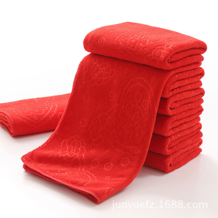Red towel is not easy to shed hair without happy words household wedding gift to take off filial piety full moon birthday red paella wholesale