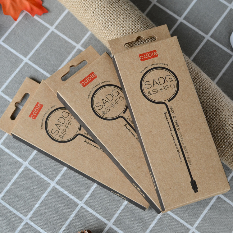 手机数据线包装盒V8乐视数据线盒小米充电线盒牛皮纸盒数码轻薄
