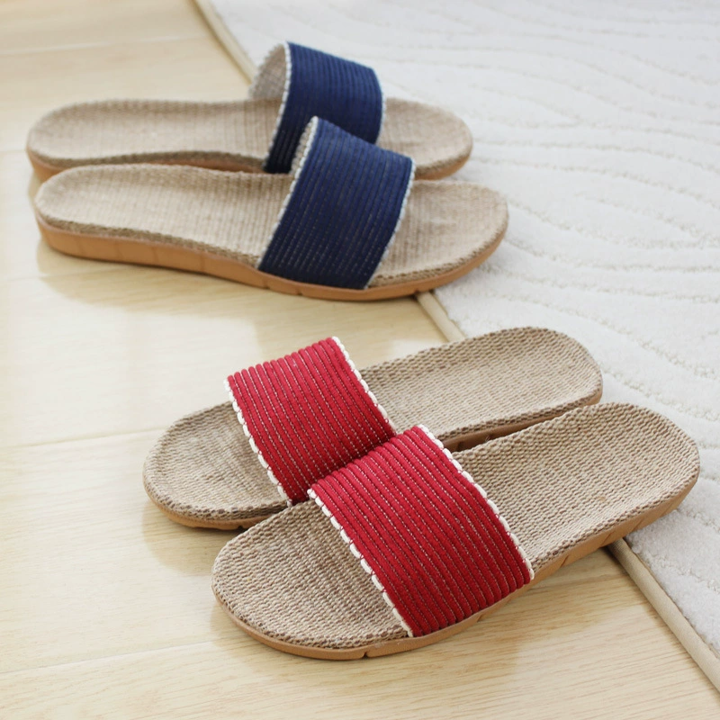 Весенние и летние дни Four Seasons мужские и женские домашние тапочки с одним словом из соломы, хлопка и льна, производители домашних тапочек в японском стиле