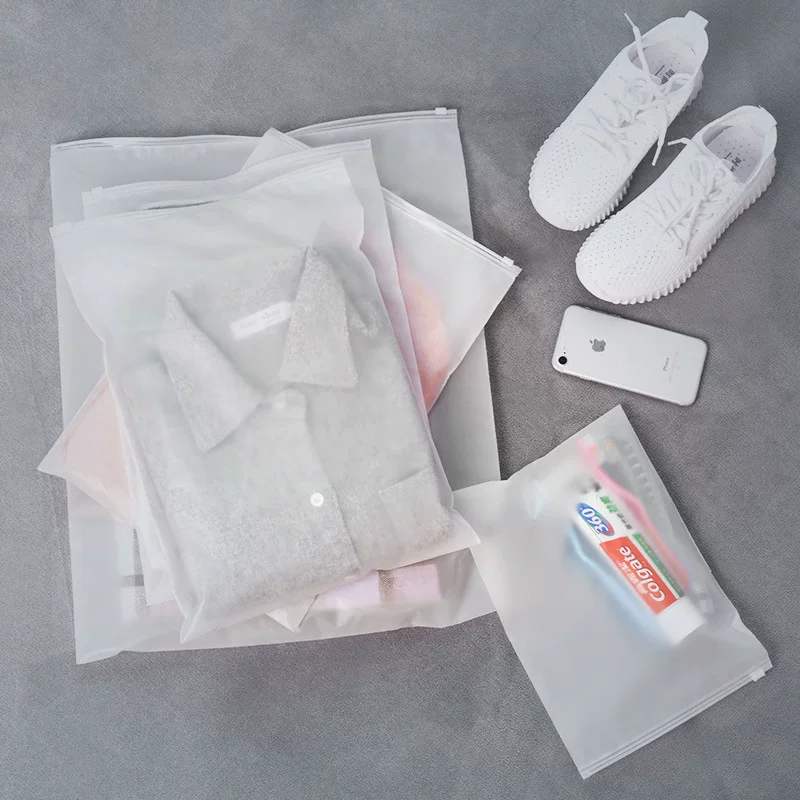 Eva, matte transparent storage bag with zipper, container for traveling