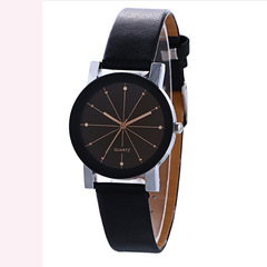Wholesale Amazon PU leather couple's watch with 12-hour ray and diamond setting, Geneva quartz movement, free sample, trendy