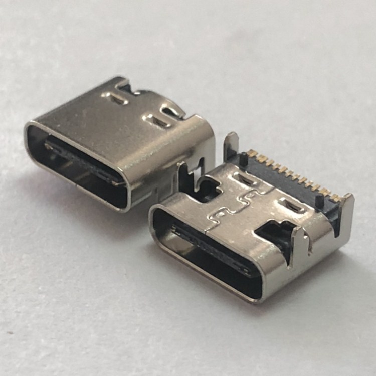 工厂批发大电流USB3.1type-c四脚插板母座typec16p全贴片SMT母座