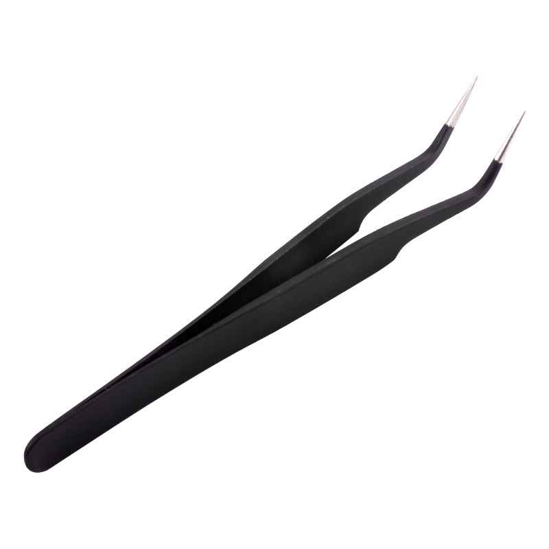 Herramientas de manicura de belleza al por mayor pinzas de codo negro antiestático Diamante-incrustado diamante-tomar y pegar herramientas pequeñas