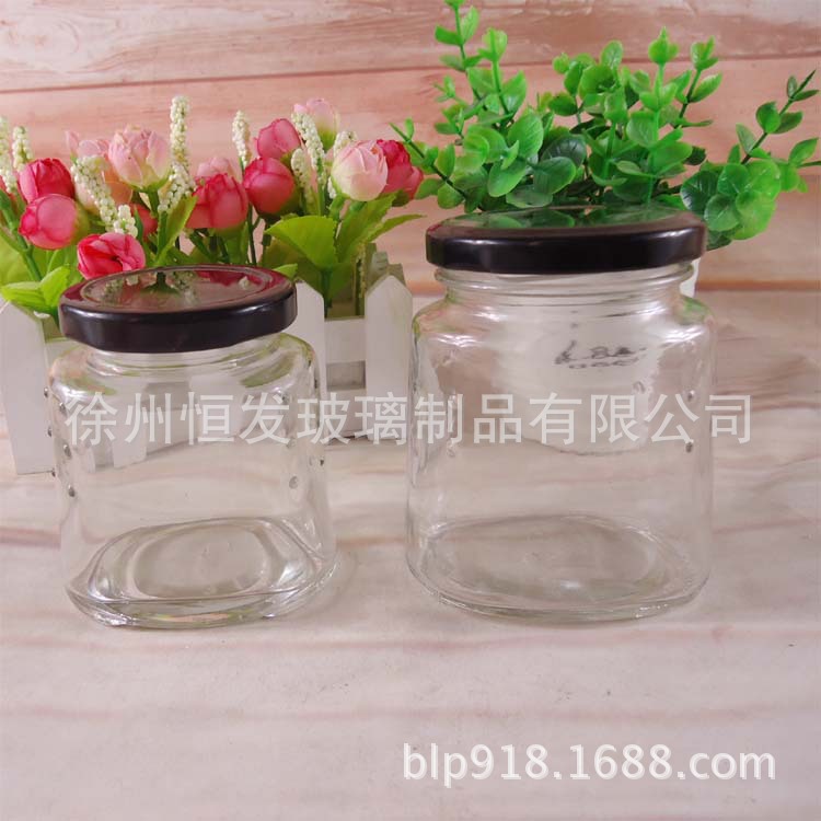 厂家直销蜂蜜瓶 扁园辣椒酱瓶酱菜瓶玻璃密封罐头瓶玻璃瓶