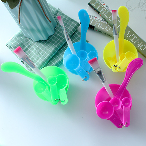 Korean style DIY beauty set, facial mask bowl four-piece set, beauty diy makeup tools, mask adjusting bowl, mask brush set