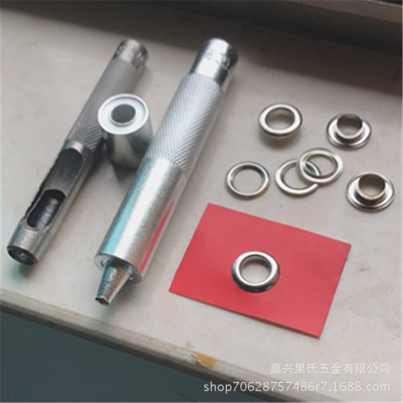 En stock 100 sets 10mm agujero de aire de cobre con herramientas de instalación caja agujero de aire Traje bolsas cuero remache zapato ojo hebilla