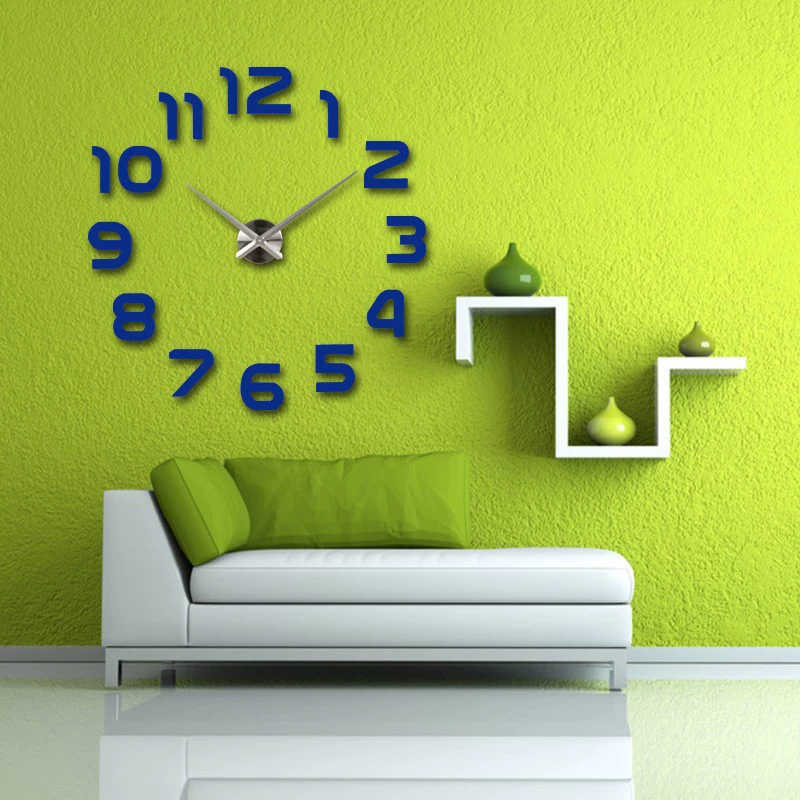 Wall clock DIY 3D (EVA) acrylic mirror numbers, large customizable home decor clock