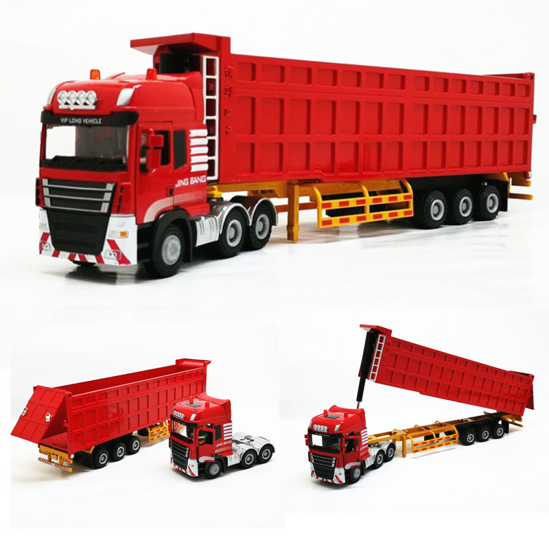 Jingbang Truck Semi-Trailer Heavy Truck Dump Truck Alloy Transporter Model 1:50 Toy