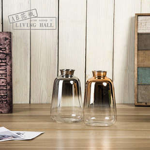 Modern Simple Electroplated Gold and Silver Vase Model Room Soft Decoration Dried Flower Arrangement Home Living Room Dining Room Hydroponic Flower Device