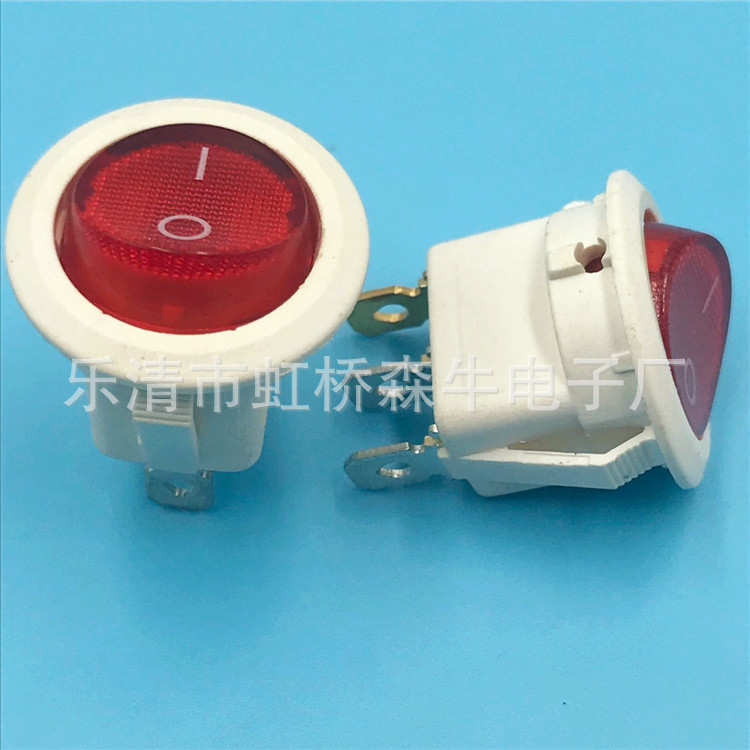 供应船型开关KCD1圆形带灯 上圆下方开孔20mm翘板开关电器开关