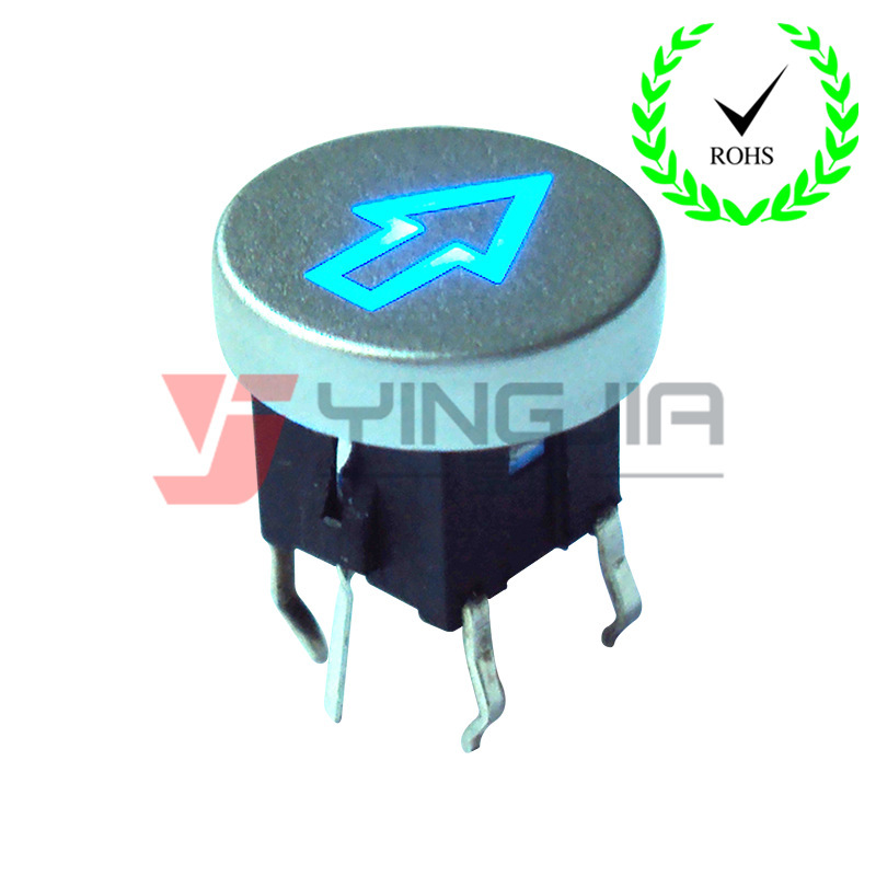 In-line arrow with light blue touch switch with light button switch with laser engraved touch switch with light 10*10