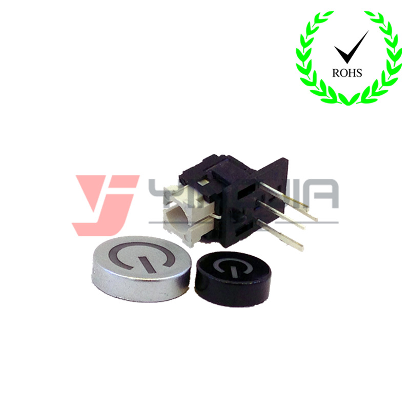 黑底白柄自锁带灯开关带LED7.7mm*7.7mm带灯侧按按键按钮开关