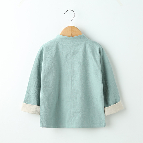Chinese-style children's clothing new cotton-linen set for kids, Hanfu-style for boys and girls, ancient Tang-style dress, national education Republican-style attire