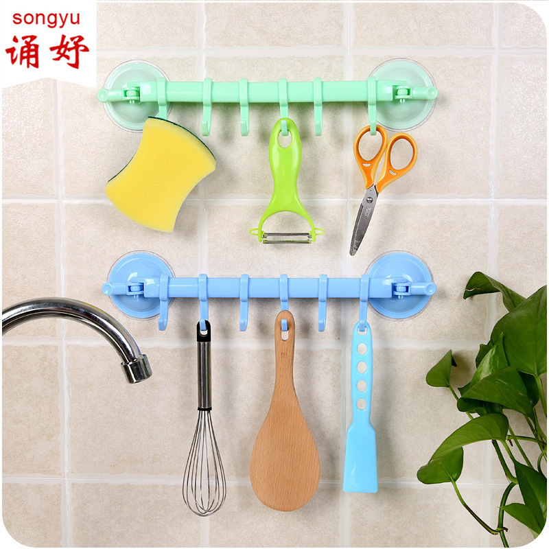 Bloquear ventosa Gancho de 6 piezas cocina baño fila para colgar en la pared Gancho gancho multiusos sin costuras sin clavos gancho de fila para el hogar